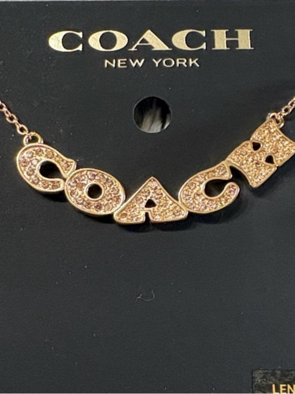 Coach Rose Gold Crystal Logo Pendant Necklace